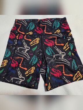 Constantly Varied Gear Black Shorts with Multicolor Dinosaur Skeletons. Sz L